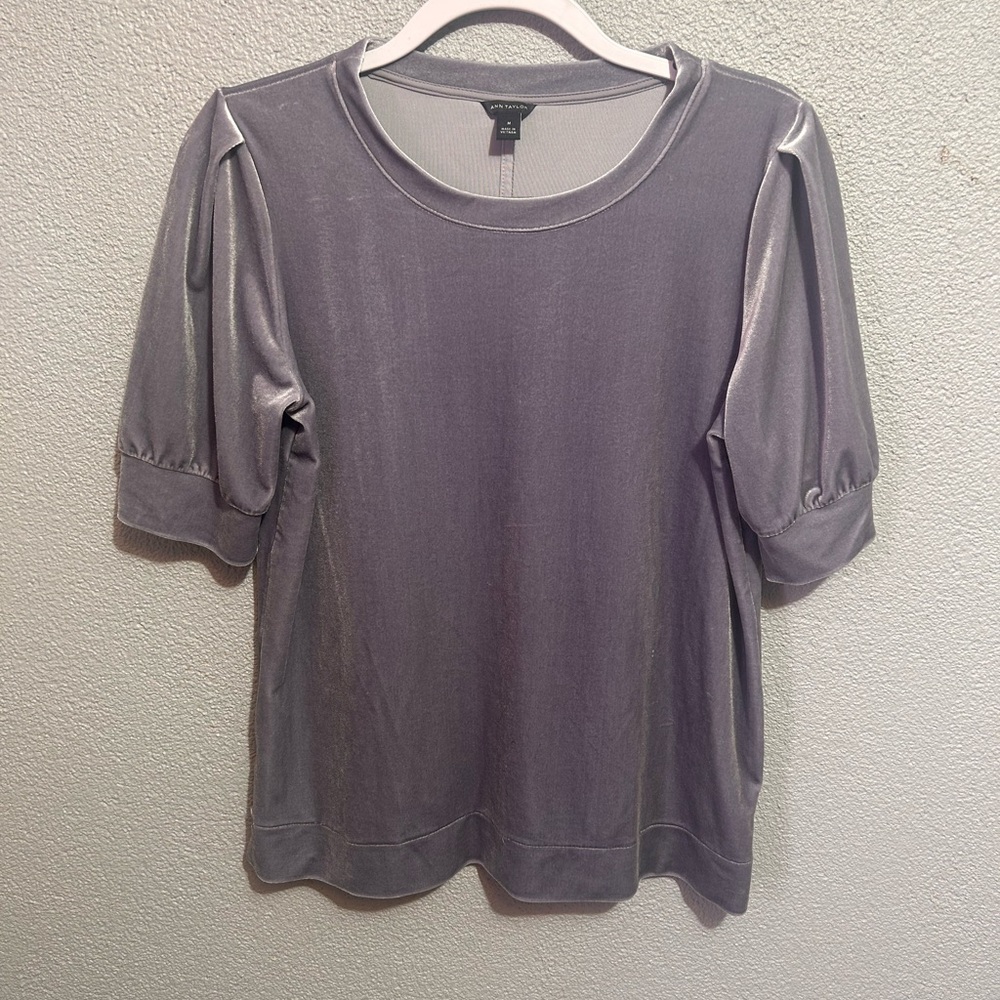 NWOT Ann Taylor silver gray velour top size medium